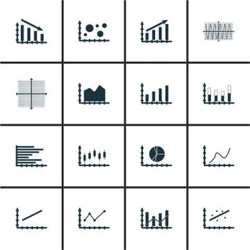 Set Of Graphs, Diagrams And Statistics Icons. Premium Quality Symbol Collecti Stock Illustration