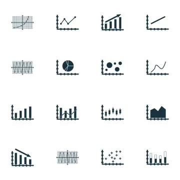 Set Of Graphs, Diagrams And Statistics Icons. Premium Quality Symbol Collecti Stock Illustration