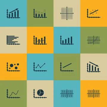 Set Of Graphs, Diagrams And Statistics Icons. Premium Quality Symbol Collecti Stock Illustration