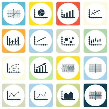 Set Of Graphs, Diagrams And Statistics Icons. Premium Quality Symbol Collecti Stock Illustration