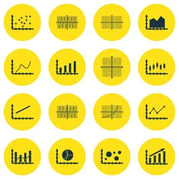 Set Of Graphs, Diagrams And Statistics Icons. Premium Quality Symbol Collecti Stock Illustration
