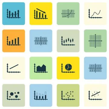 Set Of Graphs, Diagrams And Statistics Icons. Premium Quality Symbol Collecti Stock Illustration