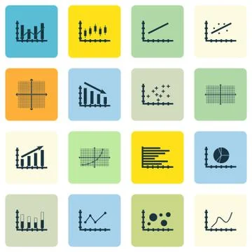 Set Of Graphs, Diagrams And Statistics Icons. Premium Quality Symbol Collecti Stock Illustration