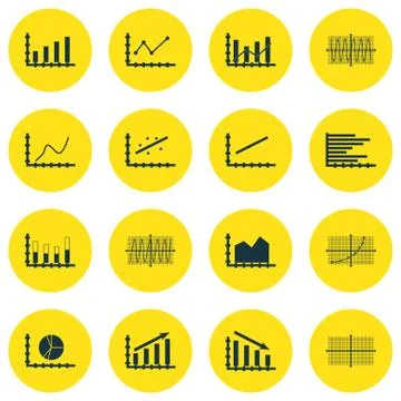 Set Of Graphs, Diagrams And Statistics Icons. Premium Quality Symbol Collecti Stock Illustration