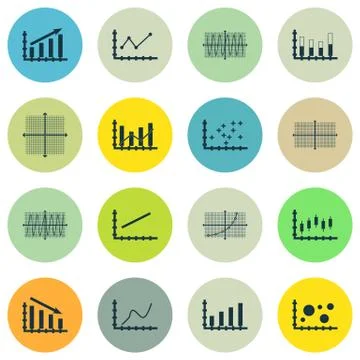 Set Of Graphs, Diagrams And Statistics Icons. Premium Quality Symbol Collecti Stock Illustration