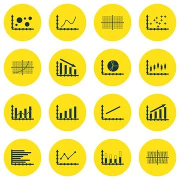 Set Of Graphs, Diagrams And Statistics Icons. Premium Quality Symbol Collecti Stock Illustration