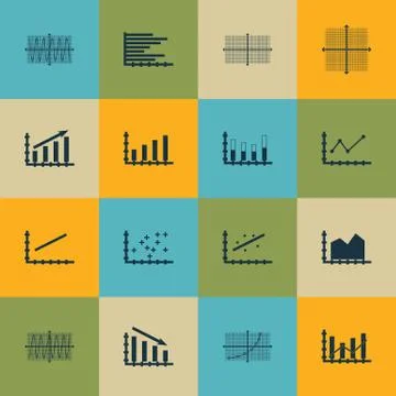 Set Of Graphs, Diagrams And Statistics Icons. Premium Quality Symbol Collecti Stock Illustration