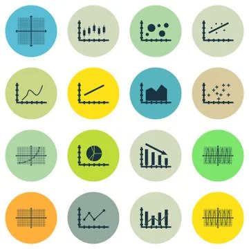 Set Of Graphs, Diagrams And Statistics Icons. Premium Quality Symbol Collecti Stock Illustration