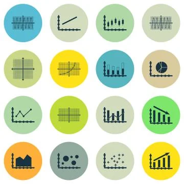 Set Of Graphs, Diagrams And Statistics Icons. Premium Quality Symbol Collecti Stock Illustration