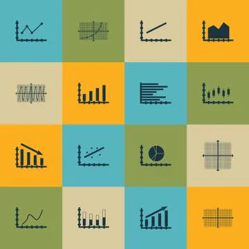 Set Of Graphs, Diagrams And Statistics Icons. Premium Quality Symbol Collecti Stock Illustration