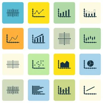 Set Of Graphs, Diagrams And Statistics Icons. Premium Quality Symbol Collecti Illustrazione stock