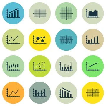 Set Of Graphs, Diagrams And Statistics Icons. Premium Quality Symbol Collecti Stock Illustration