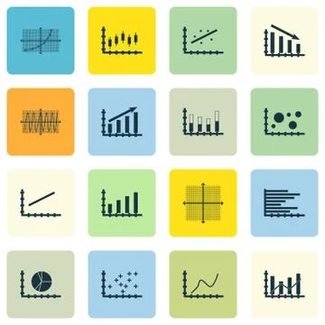 Set Of Graphs, Diagrams And Statistics Icons. Premium Quality Symbol Collecti Stock Illustration