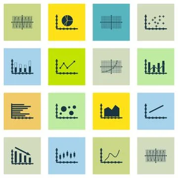 Set Of Graphs, Diagrams And Statistics Icons. Premium Quality Symbol Collecti Stock Illustration