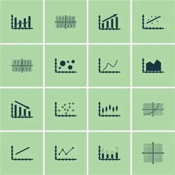Set Of Graphs, Diagrams And Statistics Icons. Premium Quality Symbol Collecti Stock Illustration