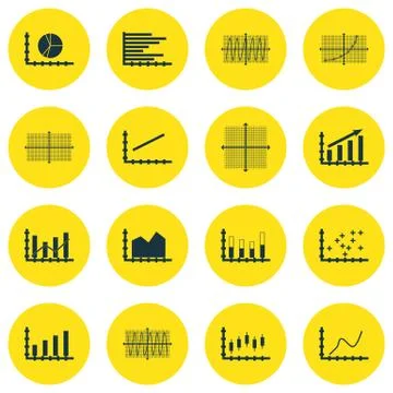 Set Of Graphs, Diagrams And Statistics Icons. Premium Quality Symbol Collecti Stock Illustration