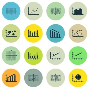 Set Of Graphs, Diagrams And Statistics Icons. Premium Quality Symbol Collecti Stock Illustration
