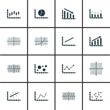 Set Of Graphs, Diagrams And Statistics Icons. Premium Quality Symbol Collecti Stock Illustration