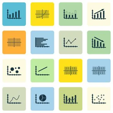 Set Of Graphs, Diagrams And Statistics Icons. Premium Quality Symbol Collecti Stock Illustration