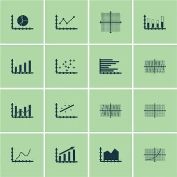 Set Of Graphs, Diagrams And Statistics Icons. Premium Quality Symbol Collecti Stock Illustration