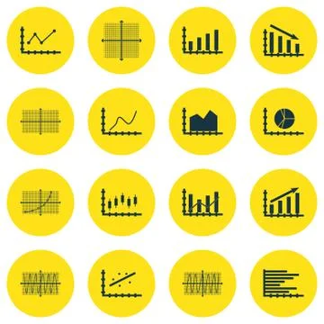 Set Of Graphs, Diagrams And Statistics Icons. Premium Quality Symbol Collecti Illustrazione stock