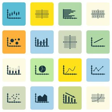 Set Of Graphs, Diagrams And Statistics Icons. Premium Quality Symbol Collecti Stock Illustration