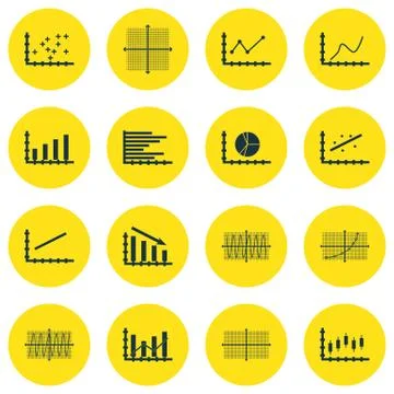 Set Of Graphs, Diagrams And Statistics Icons. Premium Quality Symbol Collecti Stock Illustration