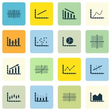 Set Of Graphs, Diagrams And Statistics Icons. Premium Quality Symbol Collecti Stock Illustration