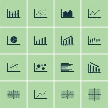 Set Of Graphs, Diagrams And Statistics Icons. Premium Quality Symbol Collecti Stock Illustration
