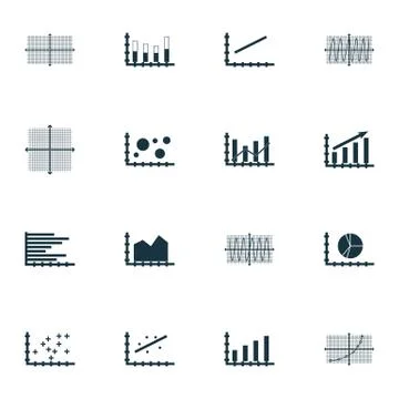 Set Of Graphs, Diagrams And Statistics Icons. Premium Quality Symbol Collecti Stock Illustration