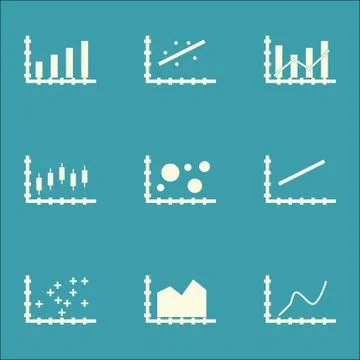 Set Of Graphs, Diagrams And Statistics Icons. Premium Quality Symbol Collecti Stock Illustration