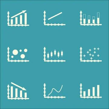 Set Of Graphs, Diagrams And Statistics Icons. Premium Quality Symbol Collecti Stock Illustration