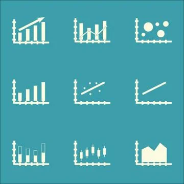 Set Of Graphs, Diagrams And Statistics Icons. Premium Quality Symbol Collecti Stock Illustration