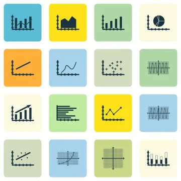 Set Of Graphs, Diagrams And Statistics Icons. Premium Quality Symbol Collecti Stock Illustration