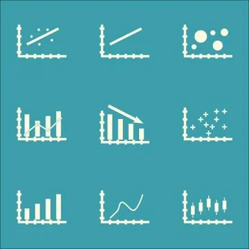 Set Of Graphs, Diagrams And Statistics Icons. Premium Quality Symbol Collecti Stock Illustration