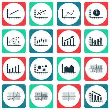 Set Of Graphs, Diagrams And Statistics Icons. Premium Quality Symbol Collecti Stock Illustration