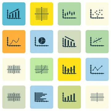 Set Of Graphs, Diagrams And Statistics Icons. Premium Quality Symbol Collecti Stock Illustration