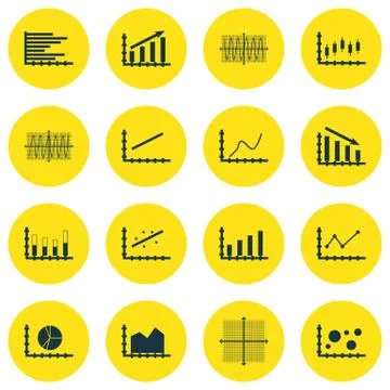 Set Of Graphs, Diagrams And Statistics Icons. Premium Quality Symbol Collecti Stock Illustration