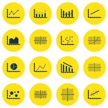 Set Of Graphs, Diagrams And Statistics Icons. Premium Quality Symbol Collecti Illustrazione stock