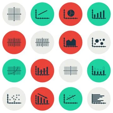 Set Of Graphs, Diagrams And Statistics Icons. Premium Quality Symbol Collecti Stock Illustration