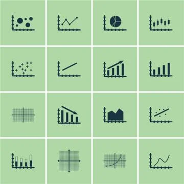 Set Of Graphs, Diagrams And Statistics Icons. Premium Quality Symbol Collecti Stock Illustration