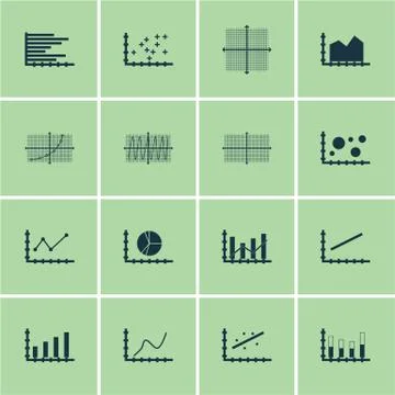 Set Of Graphs, Diagrams And Statistics Icons. Premium Quality Symbol Collecti Stock Illustration