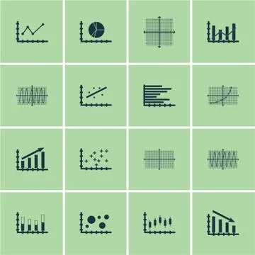 Set Of Graphs, Diagrams And Statistics Icons. Premium Quality Symbol Collecti Stock Illustration