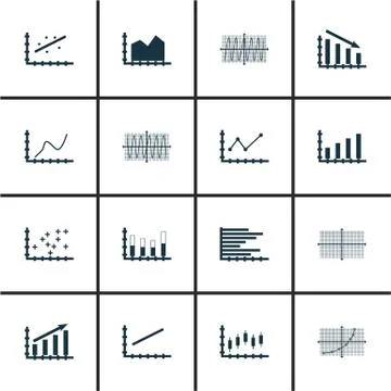 Set Of Graphs, Diagrams And Statistics Icons. Premium Quality Symbol Collecti Stock Illustration