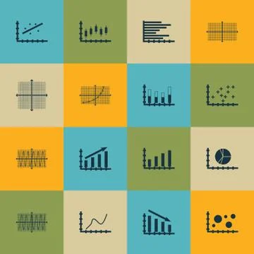 Set Of Graphs, Diagrams And Statistics Icons. Premium Quality Symbol Collecti Stock Illustration