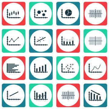 Set Of Graphs, Diagrams And Statistics Icons. Premium Quality Symbol Collecti Stock Illustration