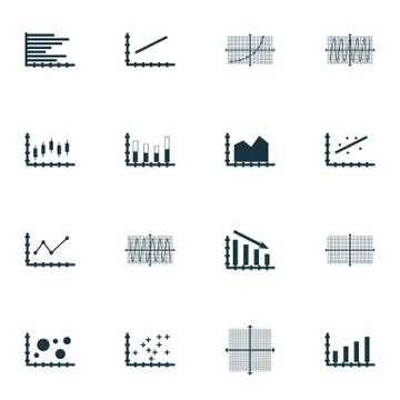 Set Of Graphs, Diagrams And Statistics Icons. Premium Quality Symbol Collecti Stock Illustration