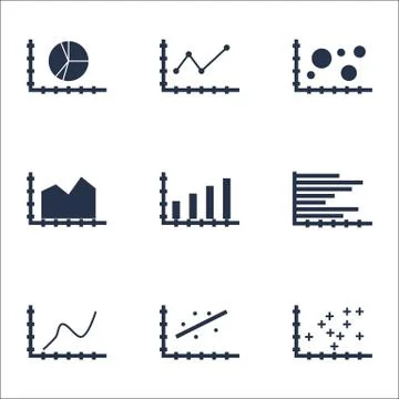 Set Of Graphs, Diagrams And Statistics Icons. Premium Quality Symbol Collecti Stock Illustration