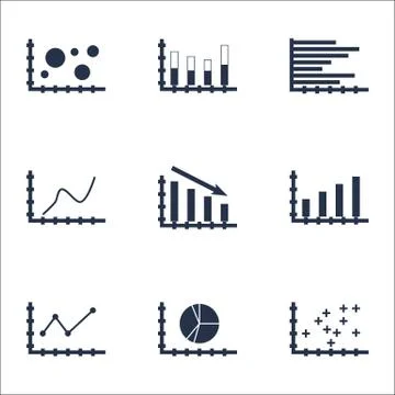 Set Of Graphs, Diagrams And Statistics Icons. Premium Quality Symbol Collecti Stock Illustration