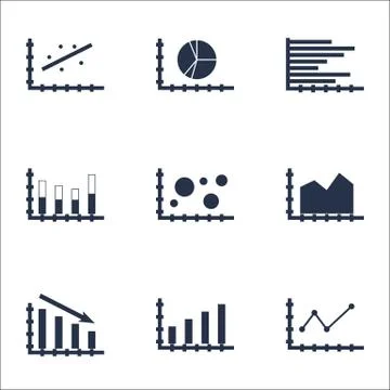 Set Of Graphs, Diagrams And Statistics Icons. Premium Quality Symbol Collecti Stock Illustration